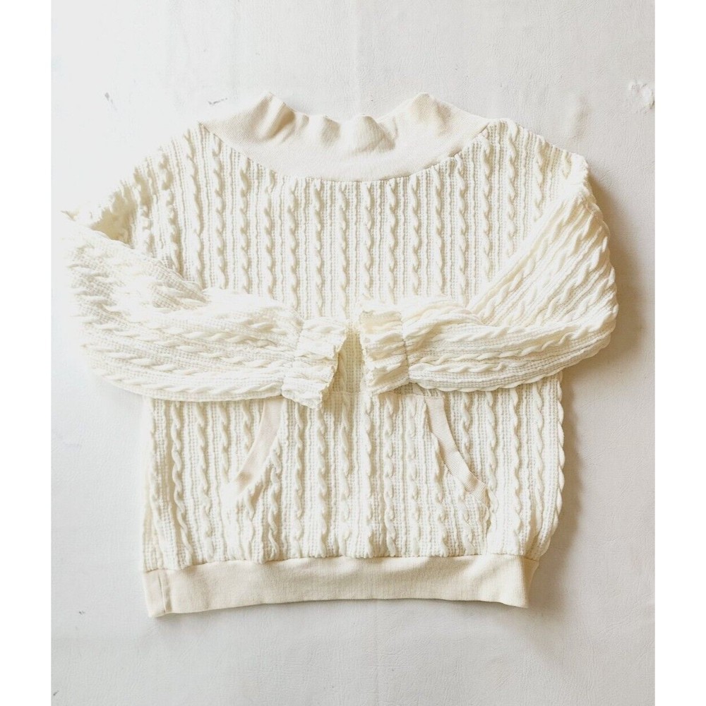 Suzanne Betro Sweater Womens Large Ivory Cable Knit Cowl Neck Over Size